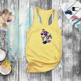 Disney Tank Top/ Mickey Mouse Quotes Women’s Summer Tank/ Disney Mickey Mouse Pose Cartoon Pink And Blue Pattern Art Vacation Tank