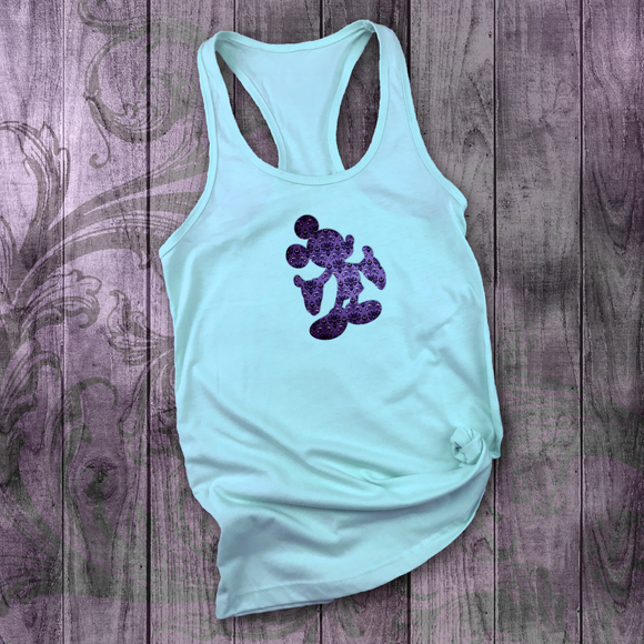 Disney Haunted Mansion Tank Top/ Mickey Mouse Haunted Mansion Purple Wallpaper Women’s Summer Tank/ Disney Mickey Mouse Vacation Tank