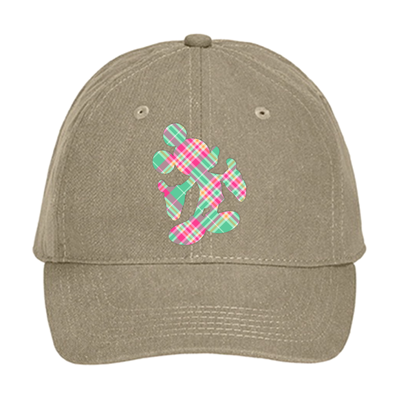 Disney Easter Plaid Hat/ Mickey Mouse Spring Lavender, Green, Pink Plaid Baseball Hat/ Spring Tartan Disney Adjustable Cap