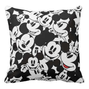 Disney Mickey Mouse Pillow/ Mickey Mouse Faces Pattern Throw Pillow Décor/ Black And White Mickey Mouse Bedroom Pillow Gift