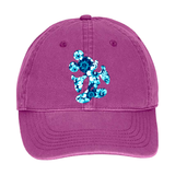 Disney Hawaiian Hat/ Mickey Mouse Blue Hibiscus Tropical Baseball Hat/ Disney Luau Island Ocean Blue Hibiscus Adjustable Cap
