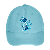 Disney Hawaiian Hat/ Mickey Mouse Blue Hibiscus Tropical Baseball Hat/ Disney Luau Island Ocean Blue Hibiscus Adjustable Cap