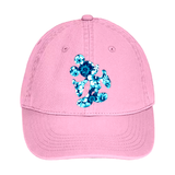 Disney Hawaiian Hat/ Mickey Mouse Blue Hibiscus Tropical Baseball Hat/ Disney Luau Island Ocean Blue Hibiscus Adjustable Cap