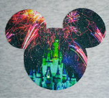 Mickey Mouse Glitter Girls Shirt/ Disney Glitter Cinderella’s Castle Fireworks Shirt/ Disney World/ Cinderella’s Castle Photo Glitter Shirt