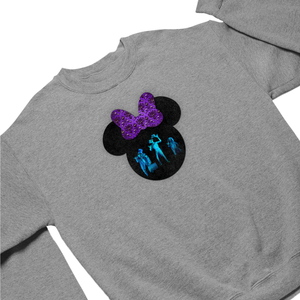 Haunted Mansion Hitchhiking Ghosts Glitter Sweatshirt/ Disney Minnie Mouse Glitter Sweatshirt/ Halloween Haunted Mansion Minnie Bow Sweater