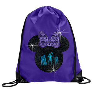 Haunted Mansion Hitchhiking Ghosts Glitter Backpack/ Disney Minnie Mouse Glitter Drawstring Bag/ Haunted Mansion Minnie Bow Travel Park Bag
