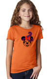 Minnie Mouse Halloween Shirts/ Halloween Witch Glitter Girl’s Top/ Disney Minnie Purple Glitter Witch Hat, Orange Bow Youth Girls T-Shirt