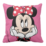 Disney Minnie Mouse Pillow/ Smiling Minnie Mouse Throw Pillow Décor/ Minnie Mouse Bedroom Pillow Gift/ Minnie Polka Dot Red Bow And Dress