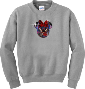 Mickey Minnie Mouse Halloween Glitter Sweatshirt/Disney Minnie Mouse Glitter Sweatshirt/Halloween Mickey Vampire Costume Minnie Bow Sweater