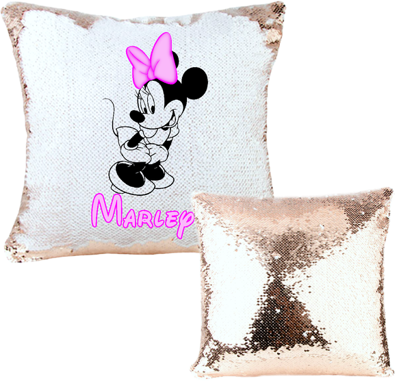 Custom Disney Sequin Pillow Minnie Mouse Rose Gold Mermaid Throw
