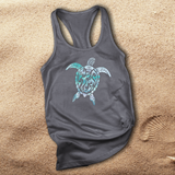 Beach Turtle Tank/ Aqua Ocean Watercolor Art Nautical Tank Tops