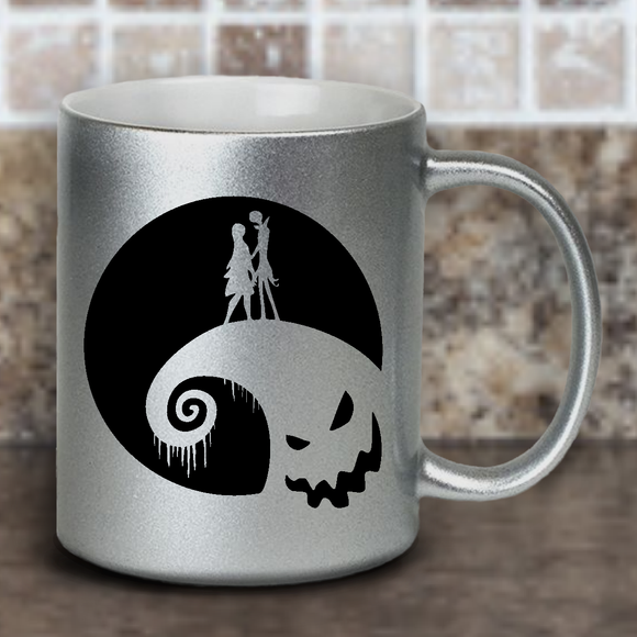 Disney Nightmare Before Christmas Coffee Mug / Jack Skellington And Sally/ Spiral Hill Halloween Oogie Boogie Pearl Metallic Coffee Mug