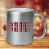 Netflix And Chill Christmas Mugs/ Red Christmas Sweater Movie Marathon Metallic Silver, Gold Couple Coffee Mugs