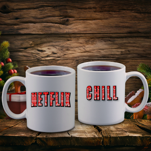 Netflix, Chill Coffee Mugs / Red And White Christmas Sweater Netflix And Chill Coffee Mug/ Matching Couple Coffee Lover Gift