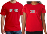 Netflix And Chill Couple Men/ Women Shirt/ Netflix And Chill Matching Movie Night Couple T-Shirts/ Cute Couple Pajama T-shirts/ Date Night Shirts