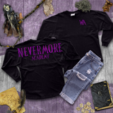 Nevermore Jersey/ Nevermore Academy Spirit Shirt/ Purple Holographic Wednesday Addams Oversized Jersey Top