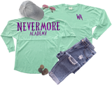 Nevermore Jersey/ Nevermore Academy Spirit Shirt/ Purple Holographic Wednesday Addams Oversized Jersey Top