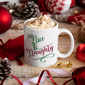 Christmas Mug Nice And Naughty Holiday Ceramic Coffee Mug/ Funny Naughty List Christmas Coffee Lover Gift