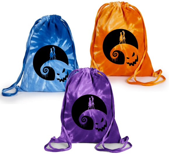 Disney Tie Dye Nightmare Before Christmas Drawstring Backpack/ Jack Skellington And Sally/ Spiral Hill Halloween Oogie Boogie Cinch Bag