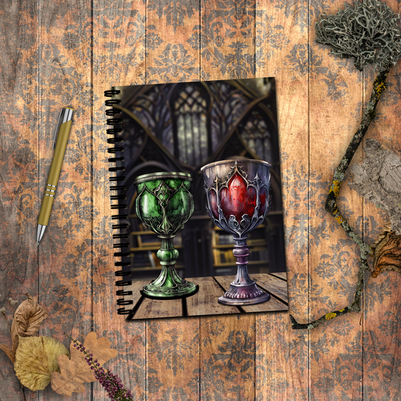 Medieval Journal/ Gothic Green Red Goblet Castle Library Mystical Notebook/ Diary Gift