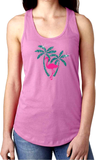 Flamingo Tank Top/ Glitter Nautical Blue Green Palm Trees Flamingo Women’s Tank Top/ Tropical Pink Flamingle Beach Ladies Summer Tank Top