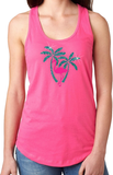 Flamingo Tank Top/ Glitter Nautical Blue Green Palm Trees Flamingo Women’s Tank Top/ Tropical Pink Flamingle Beach Ladies Summer Tank Top