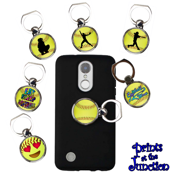 Softball Phone Ring Holder Gift/ Softball Ring Stand/ Finger Ring Phone Stand/Softball Mom, Coach, Player Gift/ Eat Sleep Softball Phone Ring