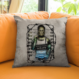 Halloween Pillow/ Frankenstein Jailhouse Mugshot Grunge Gothic Vintage Horror Movie Faux Leather Square Pillow Zippered Cover