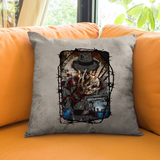 Halloween Pillow/ Freddy Jailhouse Mugshot Grunge Gothic Vintage Horror Movie Faux Leather Square Pillow Zippered Cover