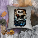 Halloween Pillow/ Jack Skellington Nightmare Before Christmas Jailhouse Mugshot Faux Leather Square Pillow Zippered Cover