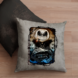 Halloween Pillow/ Jack Skellington Nightmare Before Christmas Jailhouse Mugshot Faux Leather Square Pillow Zippered Cover