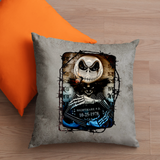 Halloween Pillow/ Jack Skellington Nightmare Before Christmas Jailhouse Mugshot Faux Leather Square Pillow Zippered Cover