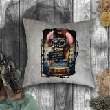 Stitch Pillow/ Stitch Elvis Jailhouse Rock Mugshot Grunge Gothic Vintage Faux Leather Square Pillow Zippered Cover