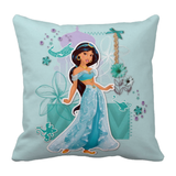 Disney Jasmine Pillow/ Disney Aladdin Room Décor/ Disney Princess Jasmine Magic Carpet Bedroom Décor Blue, Green, Pink Floral Pillow Gift