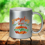 Pumpkin Spice Coffee Mug/ Fall Metallic Gold, Silver Or Pink Mug/ Pumpkin Spice Everything Thanksgiving Autumn Coffee Lover Gift