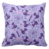 Disney Rapunzel Pillow/ Disney Tangled Rapunzel Room Décor/ Disney Princess Purple, Pink Floral Throw Pillow Gift/ Bedroom Decoration Pillow