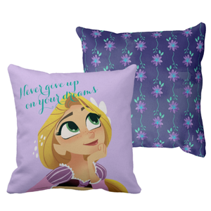 Disney Rapunzel Dreams Pillow/ Disney Tangled Room Décor/ Disney Princess Rapunzel Never Give Up On Your Dreams Princess Pillow Gift