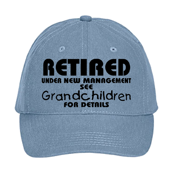 Retirement Hat Gift/ Funny Retired, Under New Management See Grandchildren For Details Hat/ Funny Retirement Adjustable Baseball Cap