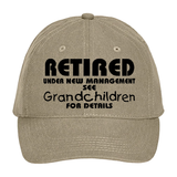 Retirement Hat Gift/ Funny Retired, Under New Management See Grandchildren For Details Hat/ Funny Retirement Adjustable Baseball Cap