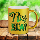 Slay Coffee Mug/ Rise And Slay Motivational Pearl Metallic Coffee Quote Mug/ Slay All Day Inspirational Coffee Lover Gift