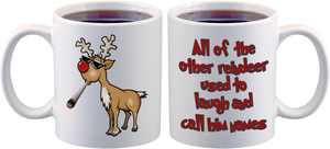 Christmas Rudolph Thug Life Coffee Mug/ Funny Rudolph Thug Glasses Santa’s Reindeer Holiday Coffee Lover Mug Gift