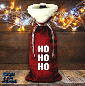 Santa Wine Bottle Gift Bag/ Santa Suit Christmas Bottle Bag/ Velvet Holiday Wine Tote Bag/ Stocking Stuffer Gift Bag/ HO HO HO Party Gift Bag