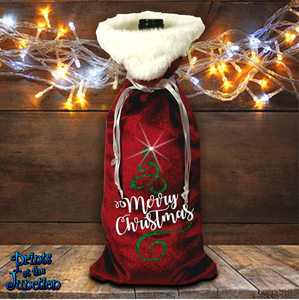 Santa Wine Bottle Gift Bag/ Santa Suit Christmas Bottle Bag/ Velvet Holiday Wine Tote Bag/ Stocking Stuffer Gift Bag/ Merry Christmas Tree Bag