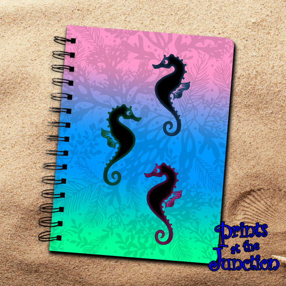 Seahorse Notebook Gift/ Nautical Seahorses Spiral Journal/ Ocean Seahorse Diary Notebook/ Seahorse Art Writing Journal Gift/ Marine Life Diary