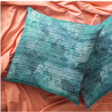 Nautical Throw Pillow/ Watercolor Shells And Waves On Sea Blue Wood Beach Décor/ Coastal Beach Pillow Gift
