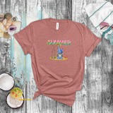 Beach Gnome Shirt/ Summer Palm Trees Watermelon Foil Balloons T-Shirt