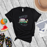 Camping Shirt/ Adventure Is Calling And I Must Go Teal Green Purple Camper