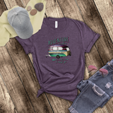 Camping Shirt/ Adventure Is Calling And I Must Go Teal Green Purple Camper