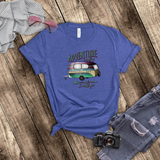 Camping Shirt/ Adventure Is Calling And I Must Go Teal Green Purple Camper