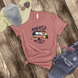 Camping Shirt/ America Is Calling And I Must Go Flag Retro Camper